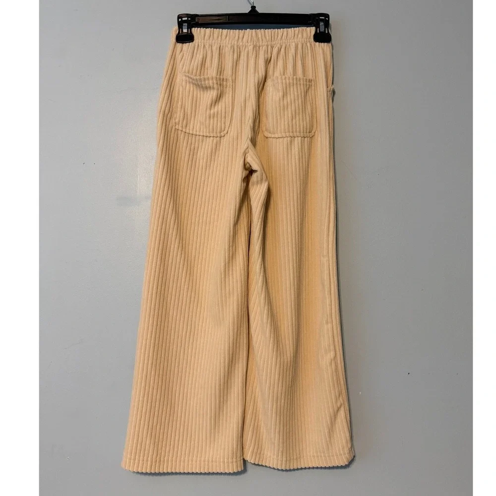 Btween Girls Size 8 Cream Corduroy Wide Leg Sailor Beige Ribbed Trousers 1988
